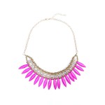 'Omri' Neon Pink Marble Stone Boho Necklace